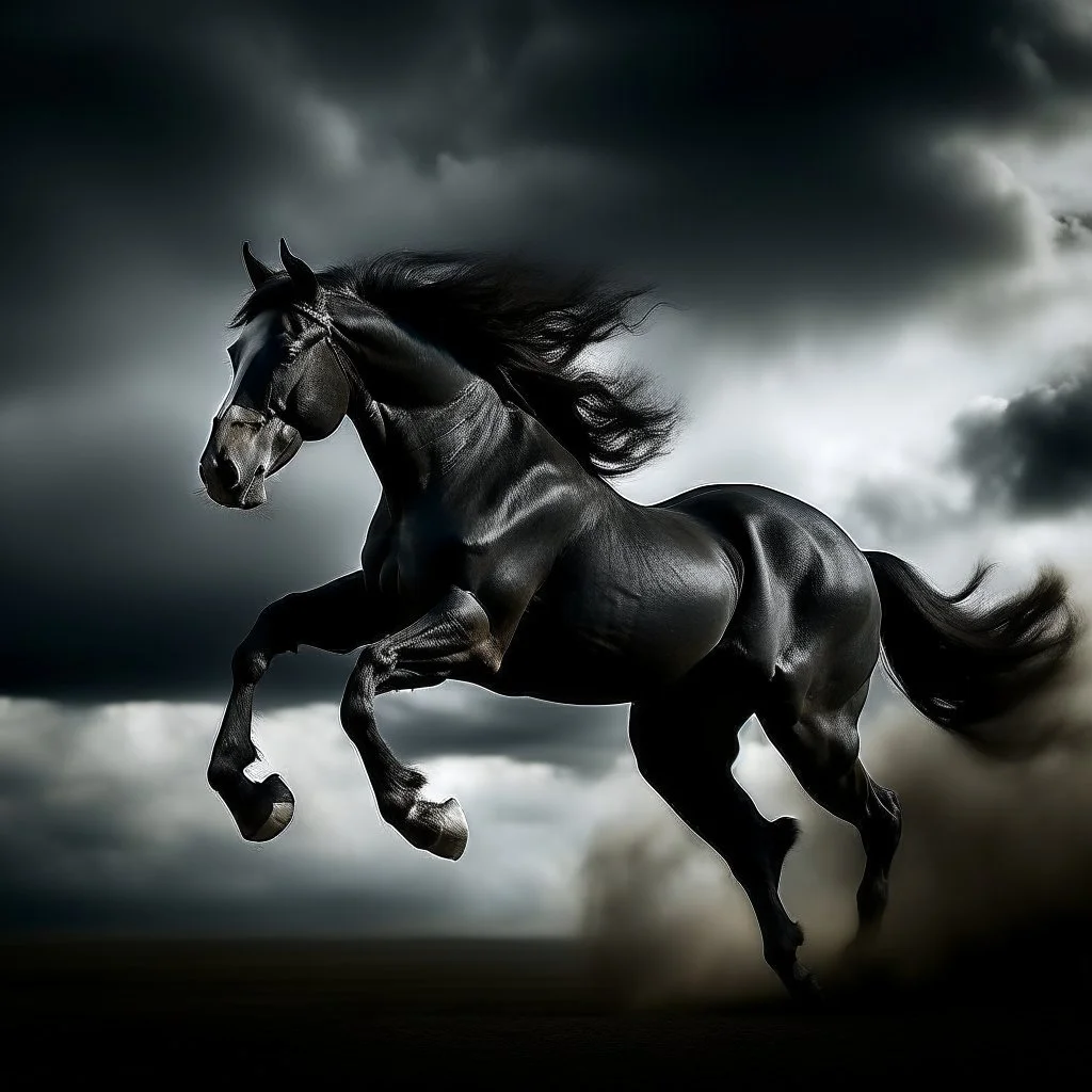 black horse run in the sky