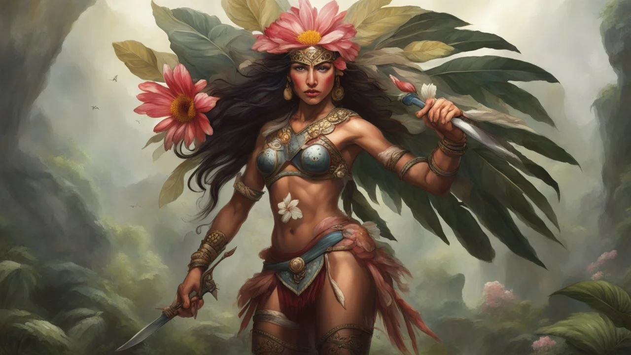 Amazon Warrior Woman, flower