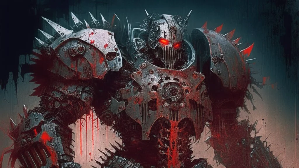 Machine knight, mechanical knight, gears, blood, Horror