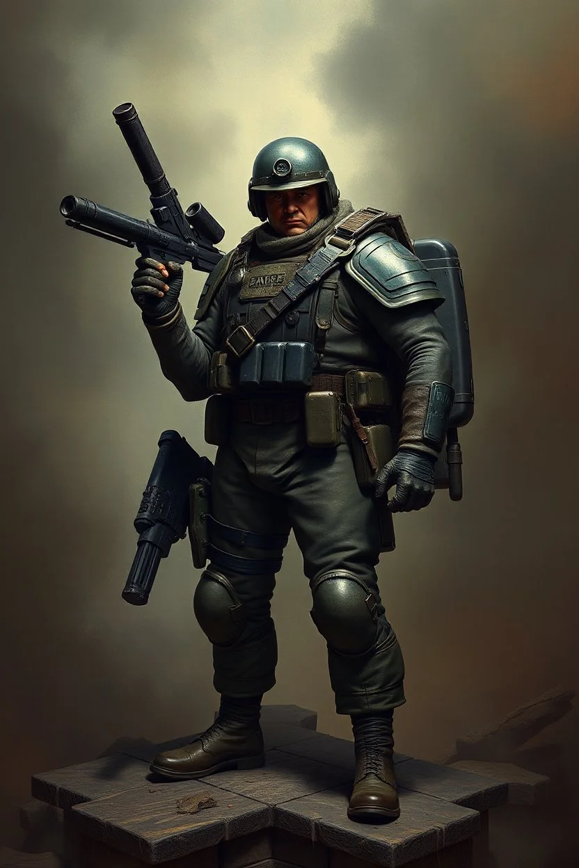 1950 mad heavy tech bad ass soldier photo concept character