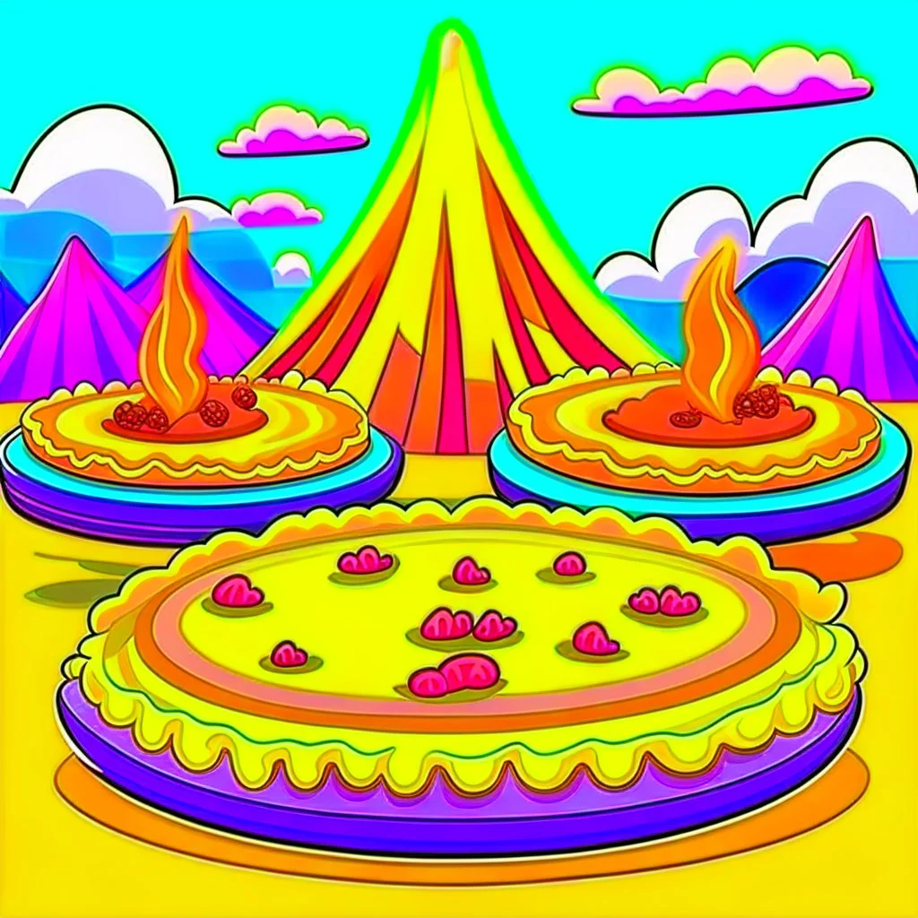 Cartoon illustration for children: volcano pies