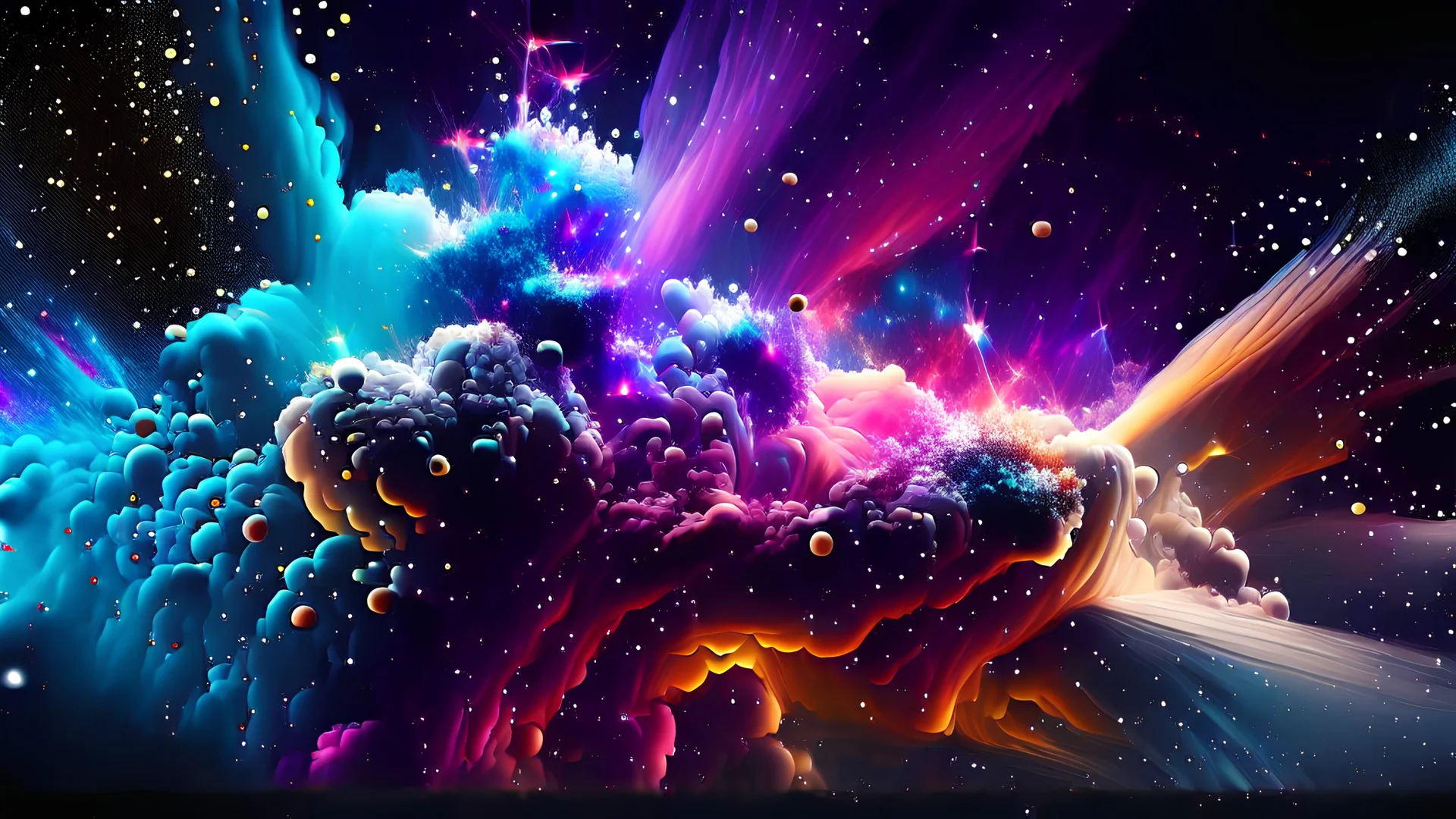 Detailed Illustration of Magnificent Stardust Cold Colors Background Hyperrealistic 8K High Quality,