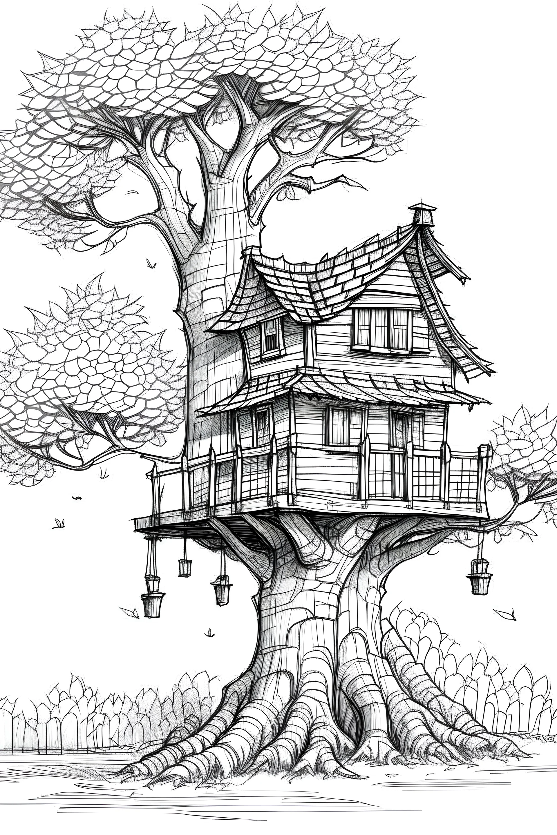 dibujo casa con forma de arbol