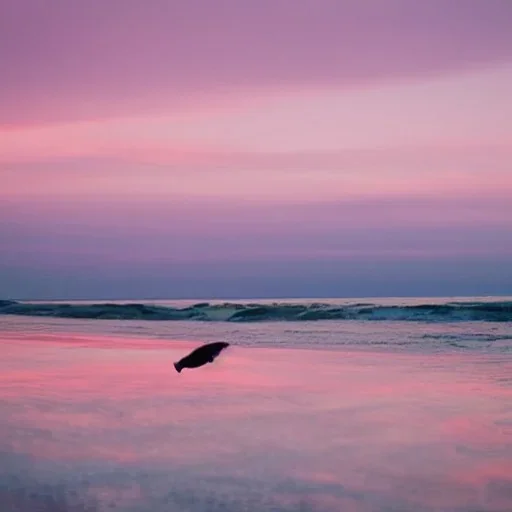 turtle and pink sky and pink sea