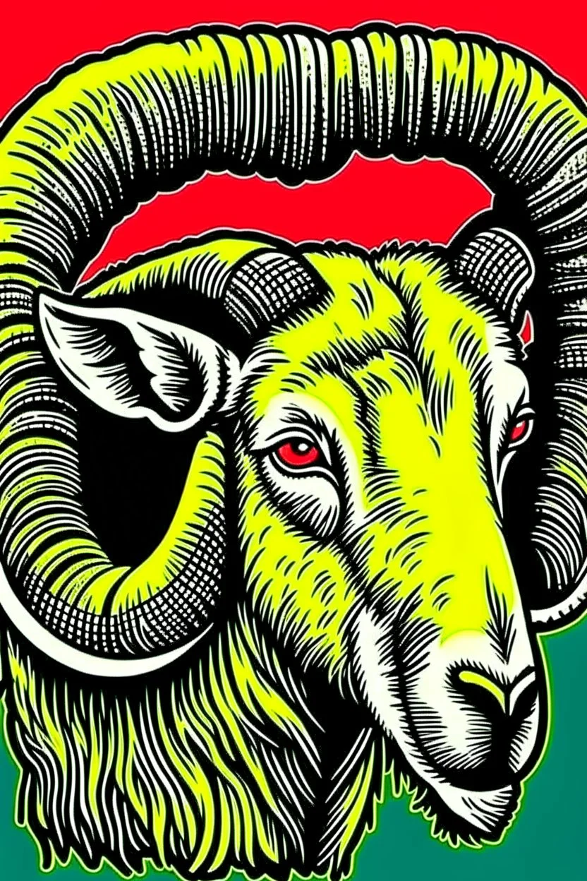 Vintage pop art style, horn of a ram -animal