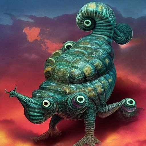 snail kaiju with ten eyes