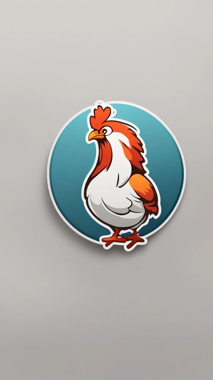 Generate a circular realistic sticker design with the text 'Chicken' in the center. Ensure the background is clean and minimalist, providing a polished and professional appearance. The focus should be on the clarity of the text and the simplicity of the overall design, making it suitable for various applications.