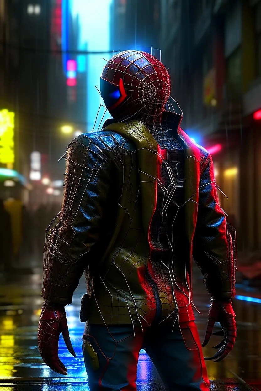 cyberpunk spiderman back turned