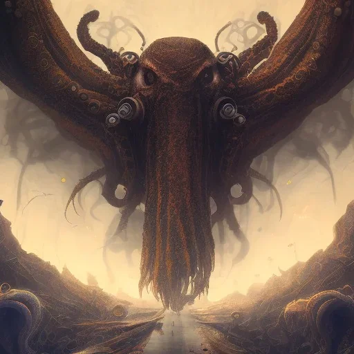 dark, octopus, deep color, underworld, menacing, high quality, high detail, portrait