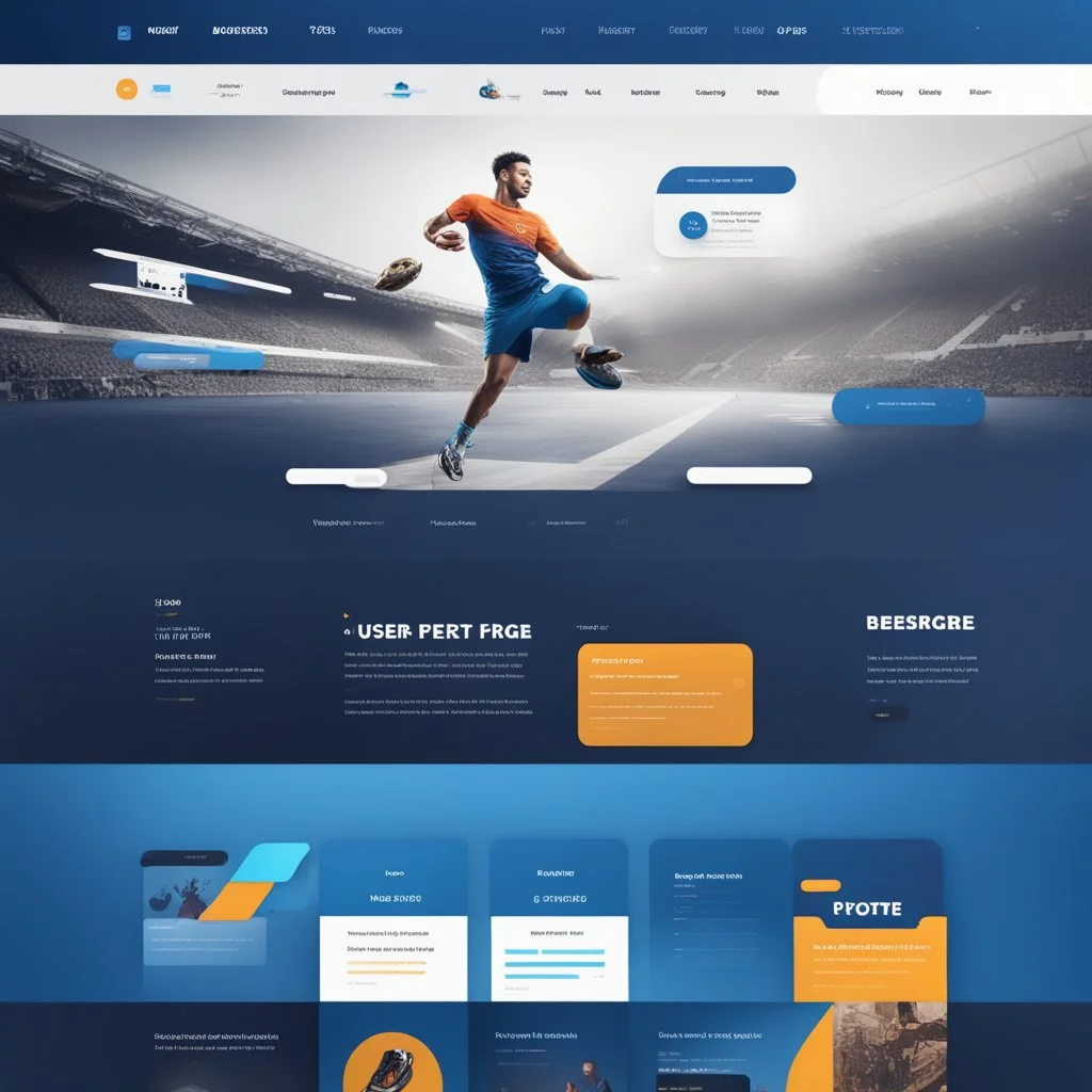 Design a user-friendly and visually appealing landing page for a sport website, prioritizing an intuitive user experience, blue colors