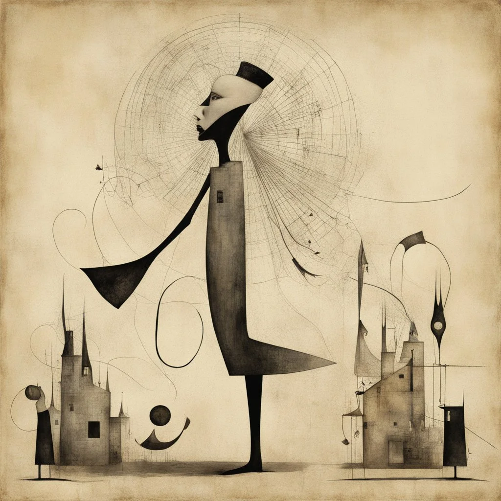 Style by Gabriel Pacheco and Wassily Kandinsky and Graham Sutherland and Dave McKean, abstract surrealism art, malignantly useless, banished from reality, surreal masterpiece, juxtaposition of the uncanny and the banal, sharp focus, smooth