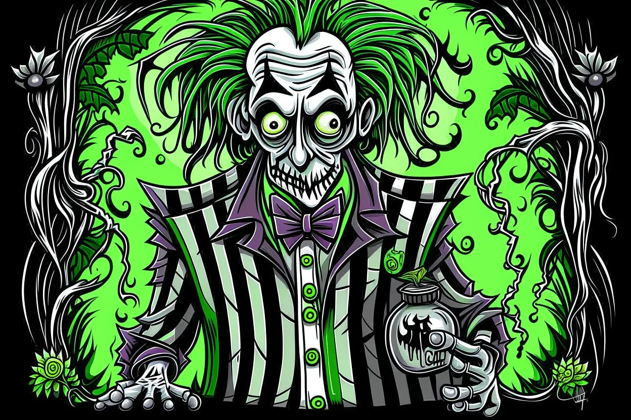 Halloween Beetlejuice Tim Burton style in color