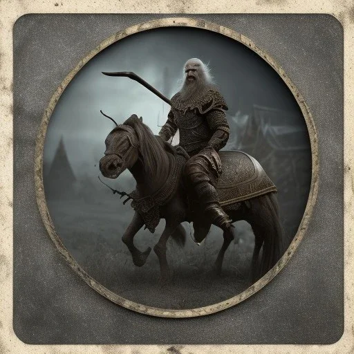 an old viking riding a horse, scary, zombie, steam punk, realistic, made in octane, cinematic, ultra-realistic, extremely detailed octane rendering, 8K, VRAY Super Real ar 2:3, dof photorealistic futuristic 50mm lens hard lighting dark gray tintype photograph, realistic lighting, sepia color