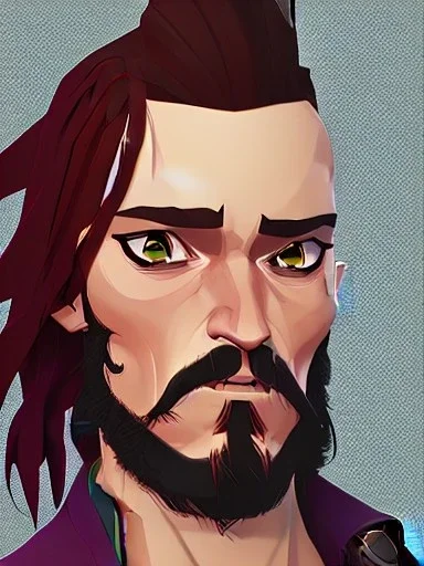 Portrait of a 30 year old strange gay wizard like Jack Sparrow