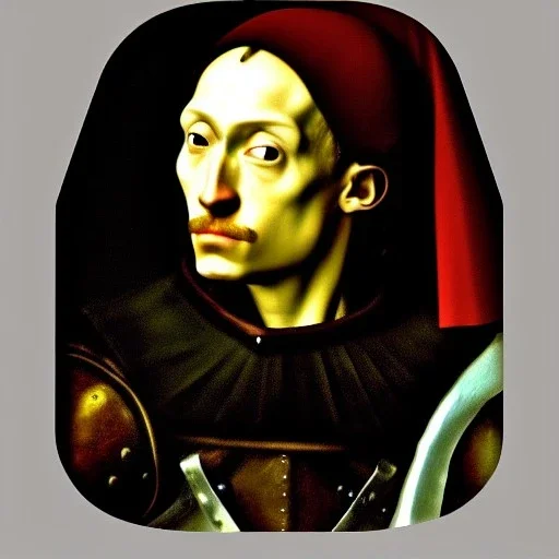 portrait of a medieval knight Caravaggio style