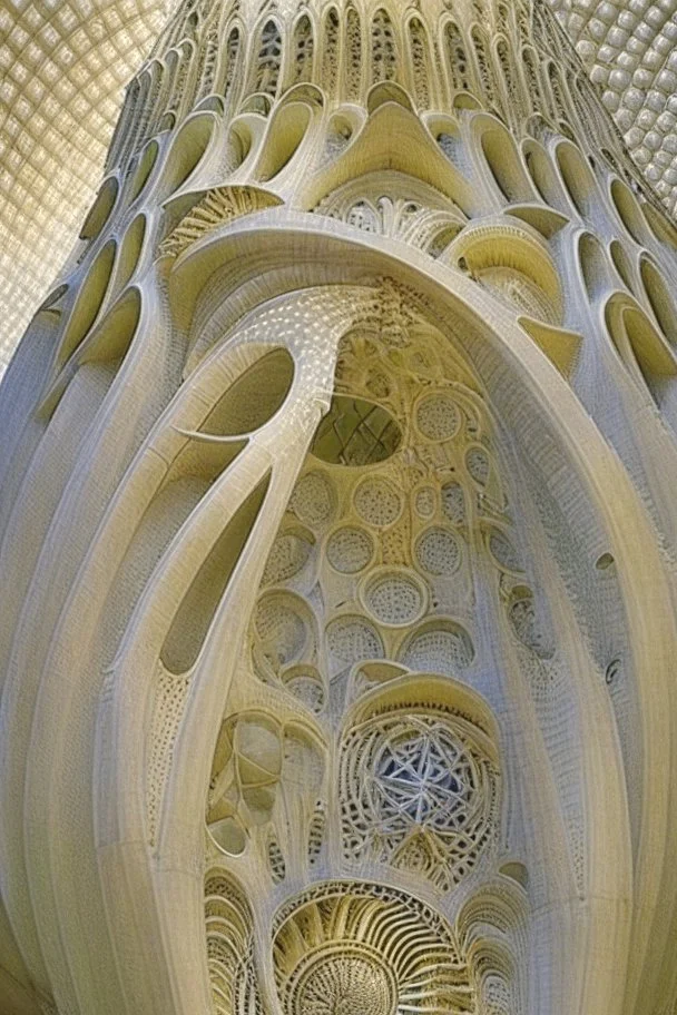 a cathedral in a vertical Nautilus shell by artist "Gaudi"