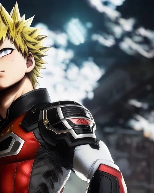 Detailed anime portrait of bakugo from my hero academia, gold hair and golden eyes, black suit, intricate details, full body portrait, keep head in frame, slight smile, black Japanese motif, concept art, highly detailed, digital painting, concept art, sharp focus, illustration, art by Yoji Shinkawa, WLOP and greg rutkowski and alphonse mucha and artgerm and yanjun Chen and Junji ito and Makoto Shinkai, HDR, octane render