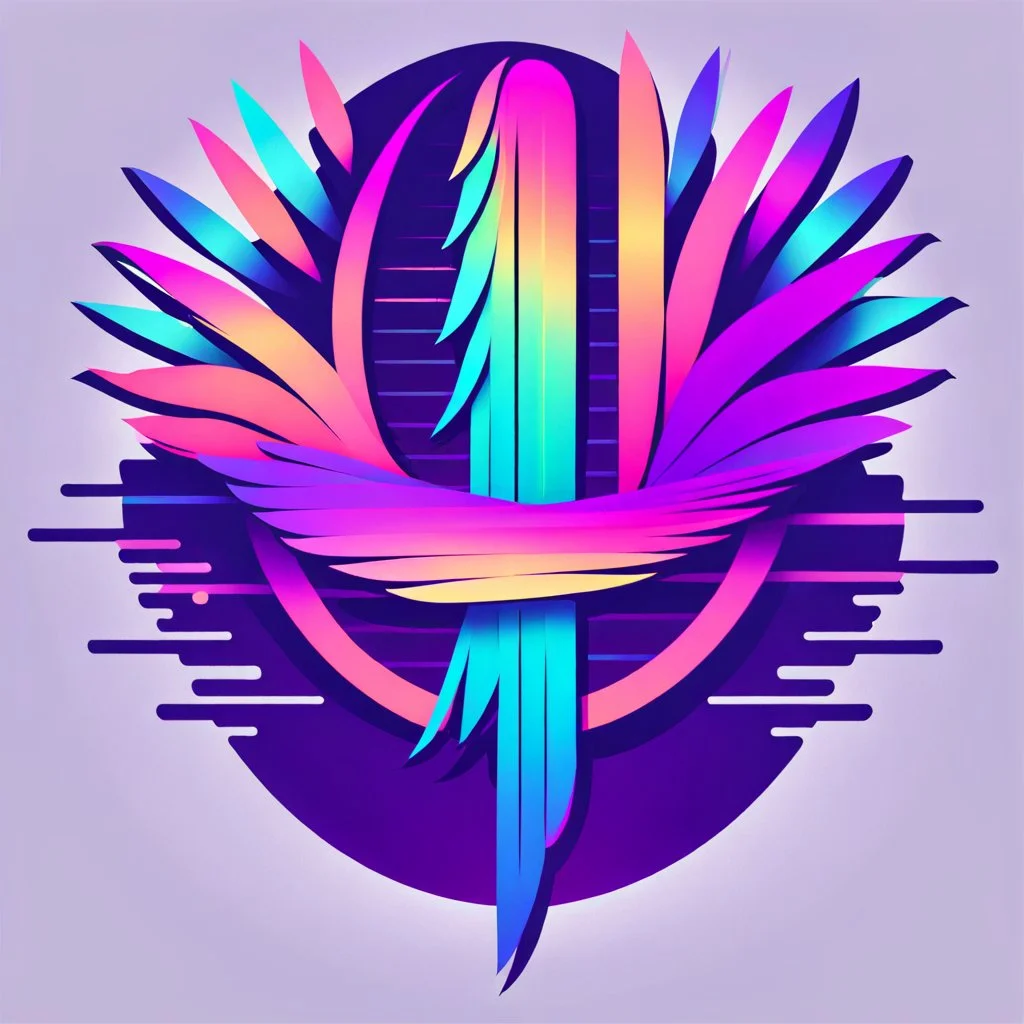 psychedelic quill logo with minimalistic design, by #insert inspiring brand or artist, 99designs contest winner, retro colors, [shape style] shapes, glitchy effects, vaporwave style, 8-bit graphics, pixelated animation, #insert background color background