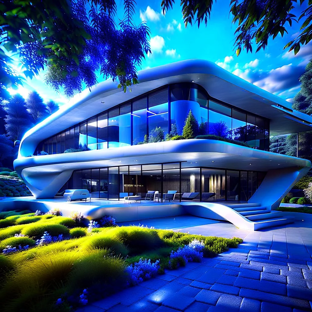 Zaha Hadid style country house 8k digital art