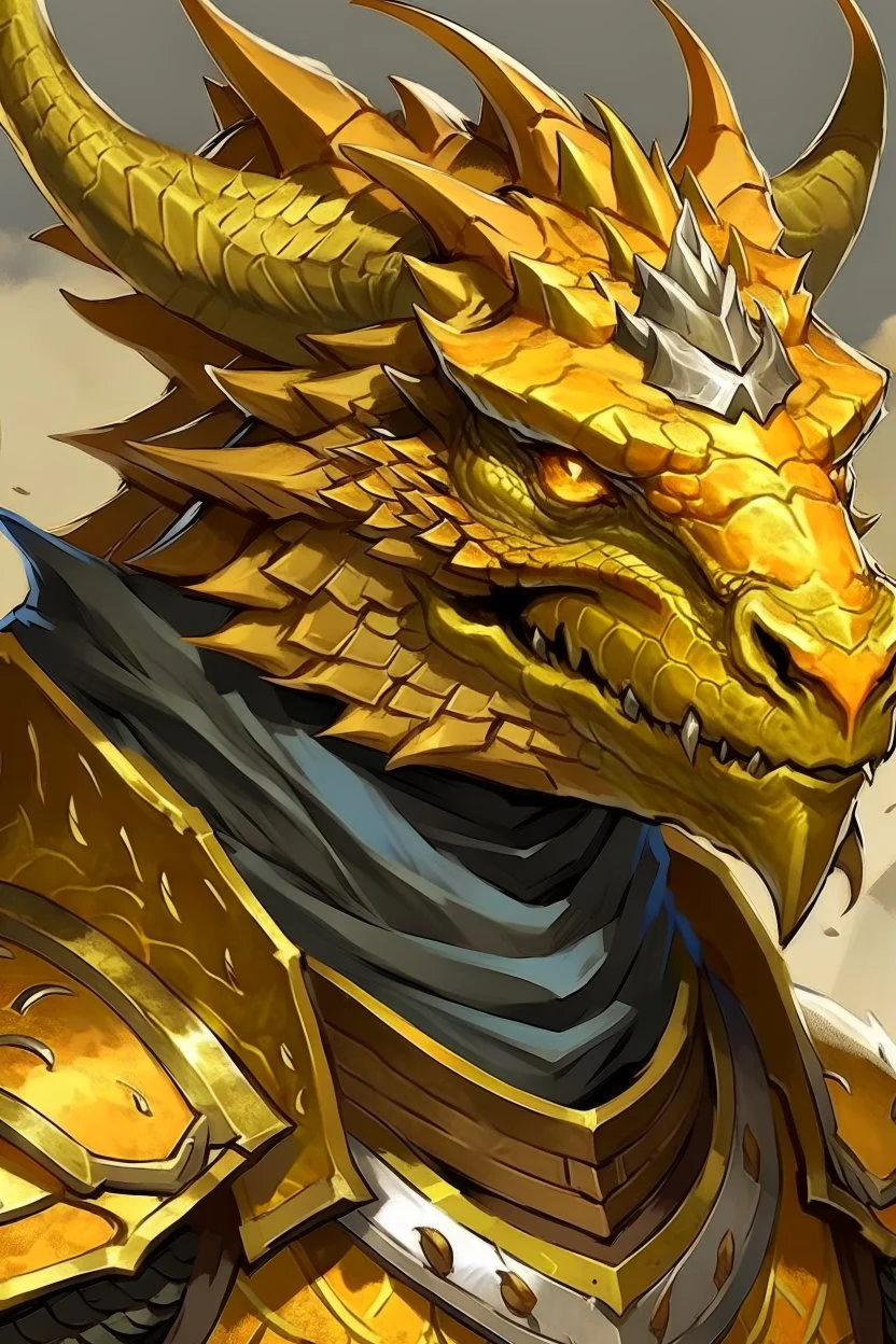 Dragonborn DnD, golden dragon, friendly face