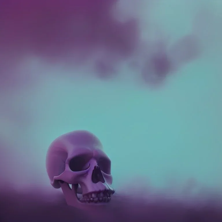 photographic camera mixed with skull in abstract style. fog and smoke in atmosphere. bokeh, lens flare. Dark mood. Dripping paint. oil on canvas, high detailed.