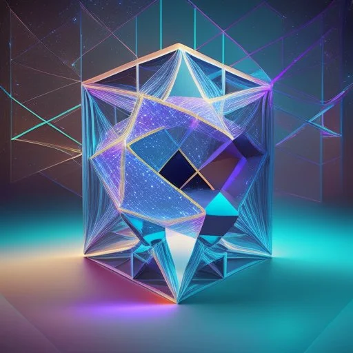 3d holographic geometric shape isolated on space infinit background