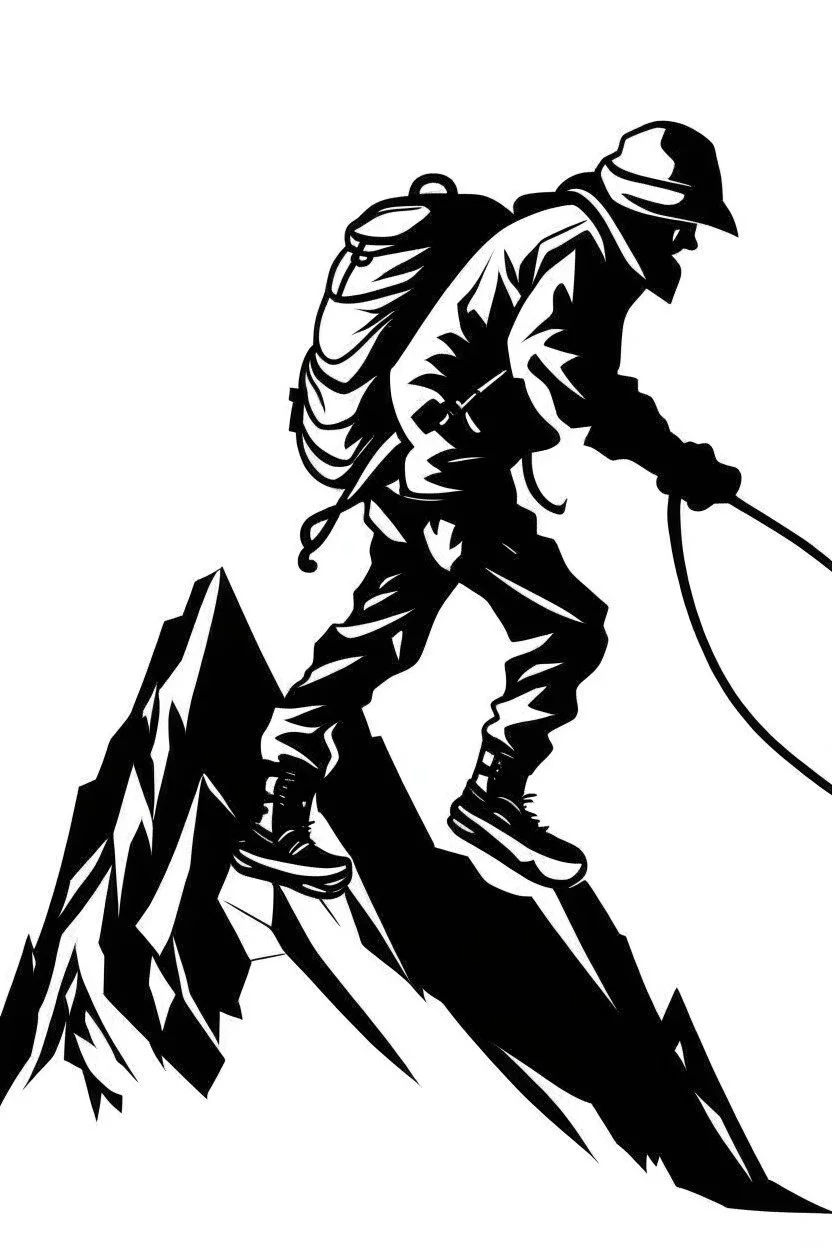 adventurer mountain climber clip art simple two,tone