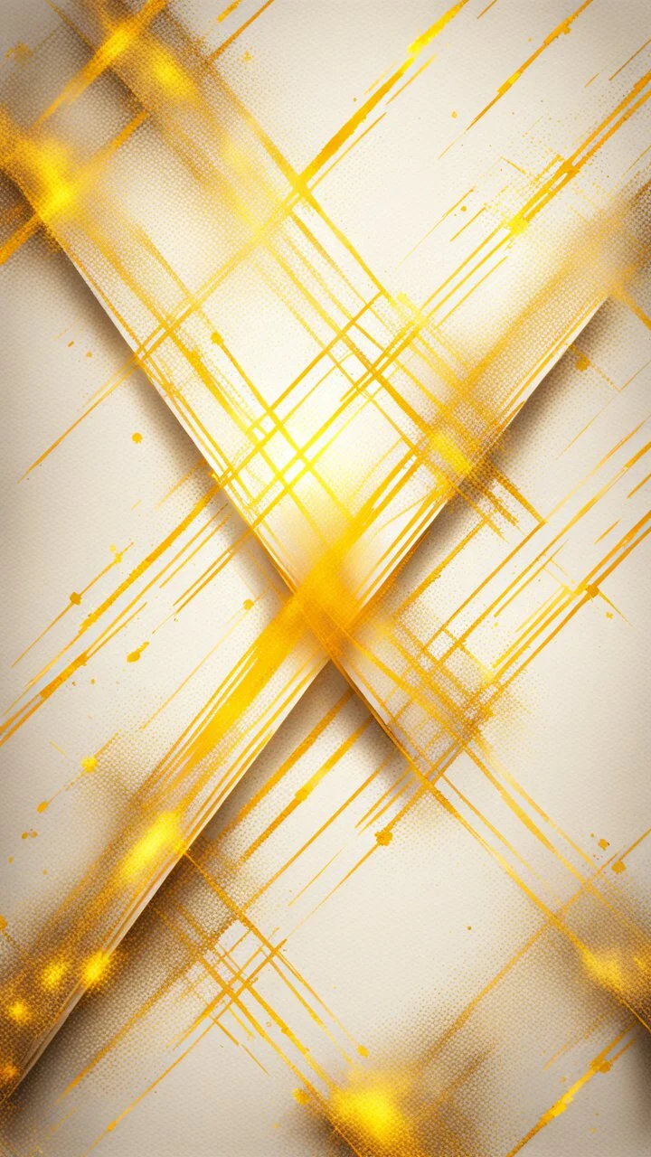 Hyper Realistic Yellow & Beige Intersecting Lines With Glowing Golden Embers On Off-White Grungy Background.