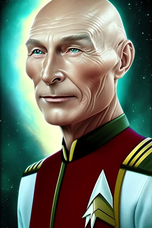 portrait captain Picard star trek on Saturn