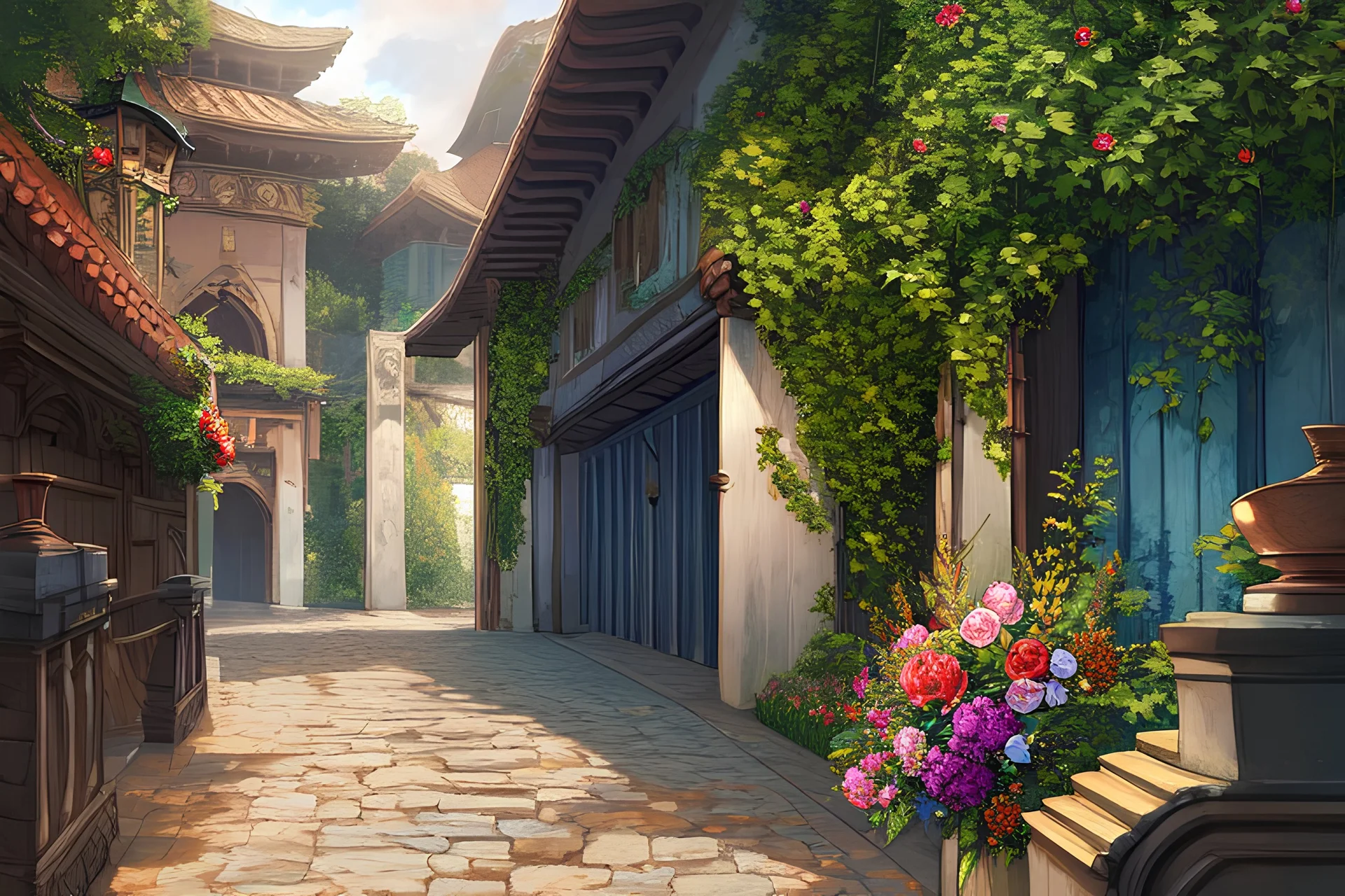 exquisite detail, sharp-focus, intricately-detailed, award-winning photograph, pathway to heaven, flowers
