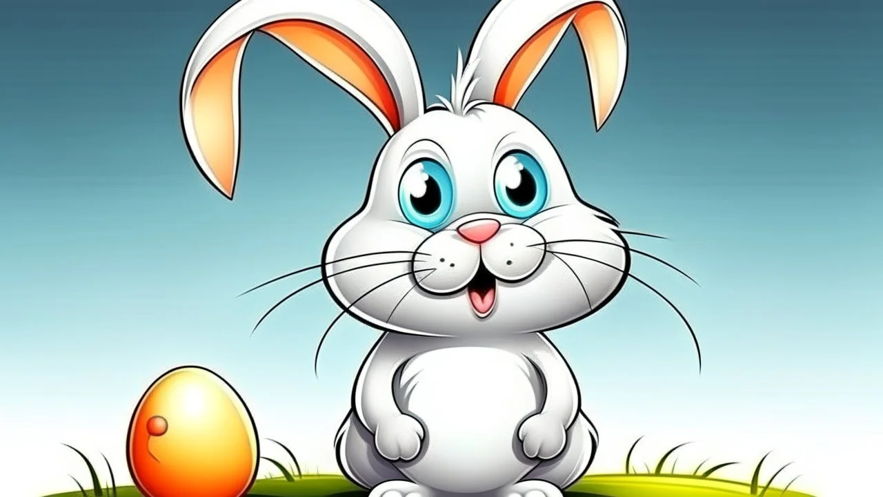 Fantasy cartoon illustration: sad Easter bunny