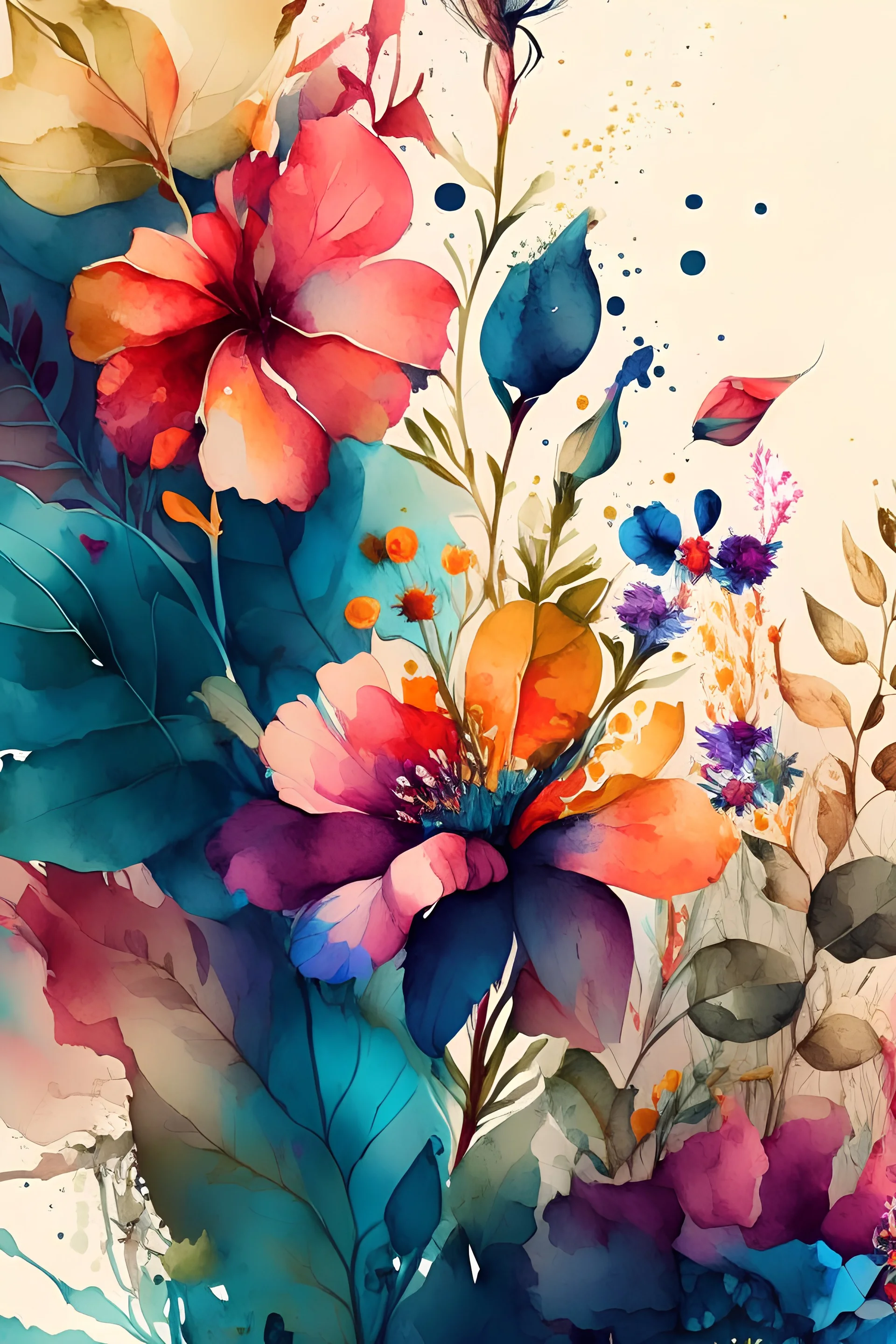 Armies,flower,plant,colourful,watercolor ,pattern,4k