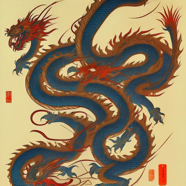 Ukiyo-e style dragon