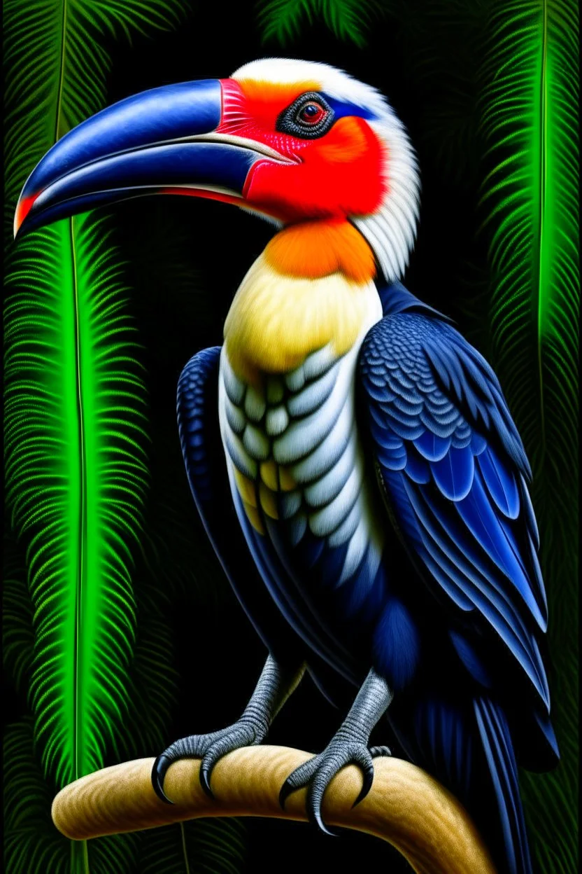 Hornbill bird full body, digital art, photo, illustration, digital painting,oil painting, smooth, sharp focus, highly detailed