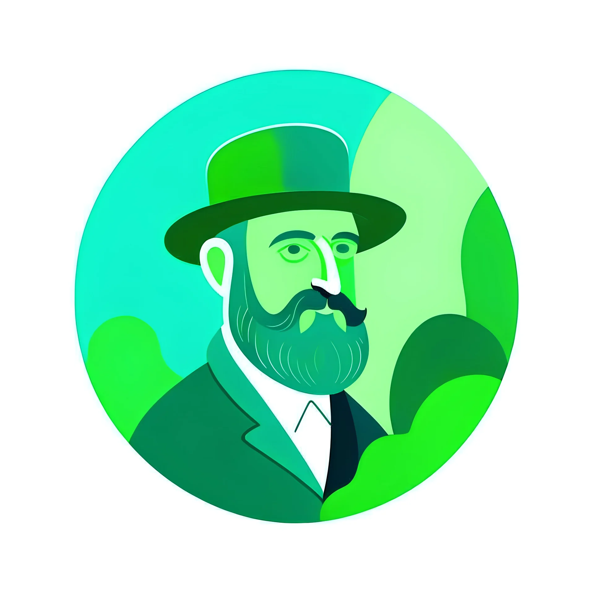 an icon has AI and digital health; claude Monet style; few green color; modern; simple; clean; high resolution