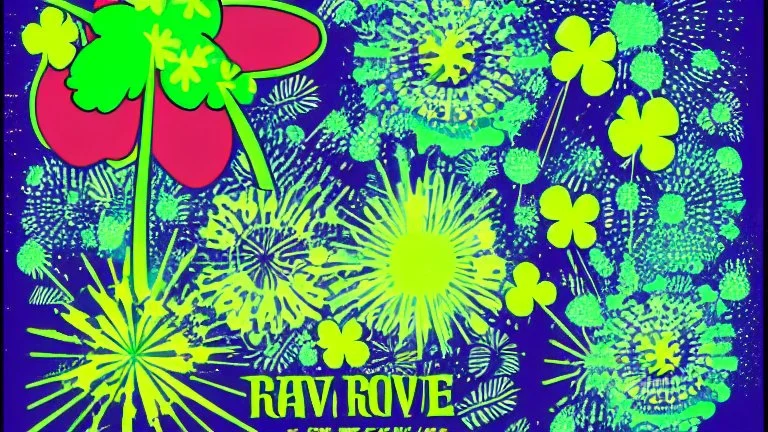 rave poster with Four-leaf clover and laser