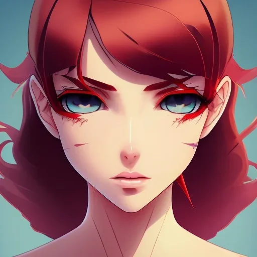 crystal clear blue eyes, and dark pink hair, dot eyebrows, woman, angry expression, pointy ears, long hair, sexy, young, beautiful