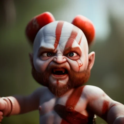 Cute baby video game god of war krotos, axe, mytology, 8k resulation, cinematic lighting, octane render, unreal engine 5