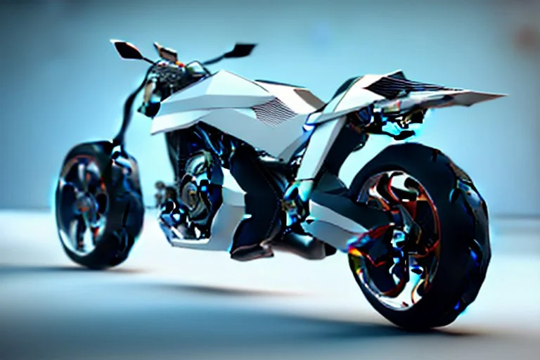 futuristic mechanical motorbike on white background, photorealistic, 3D, Unreal Engine, 4K