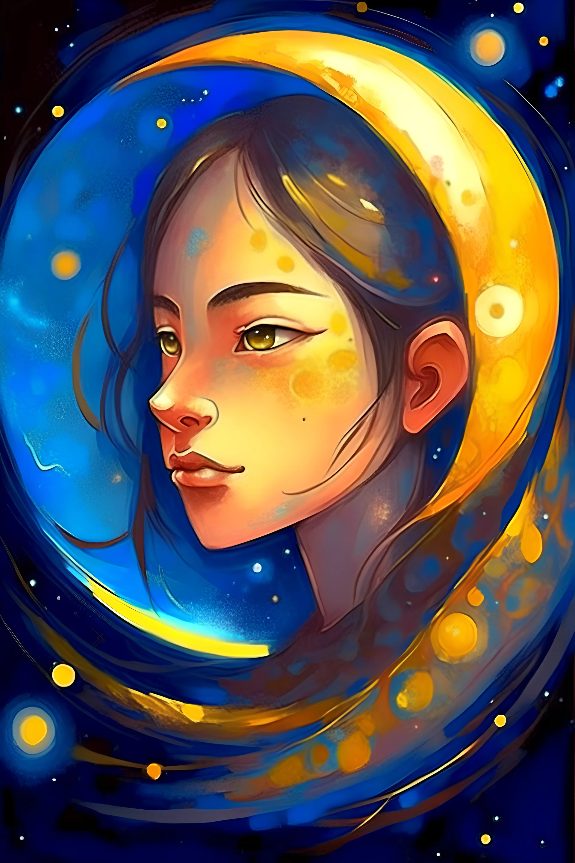 girl moon wishdom sparkle stare