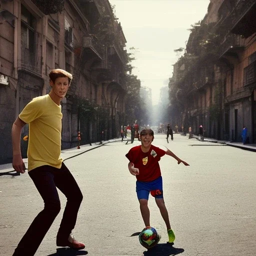 Matt Smith playing soccer with kids in the back streets of Buenos Aires