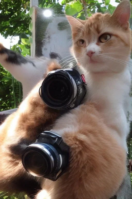 cat taking a picture with a camera