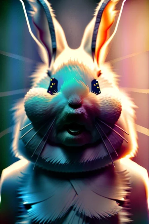 Portrait Sweet Rabbit mask, color background, photo studio, unreal engine 5, concept art, ray tracing, lumen lighting, ultra detail, volumetric lighting, 3d.