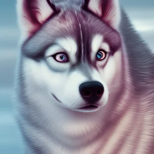 Husky, pink eyes, 8K, cinematic lighting, sharp focus, masterpiece, expert