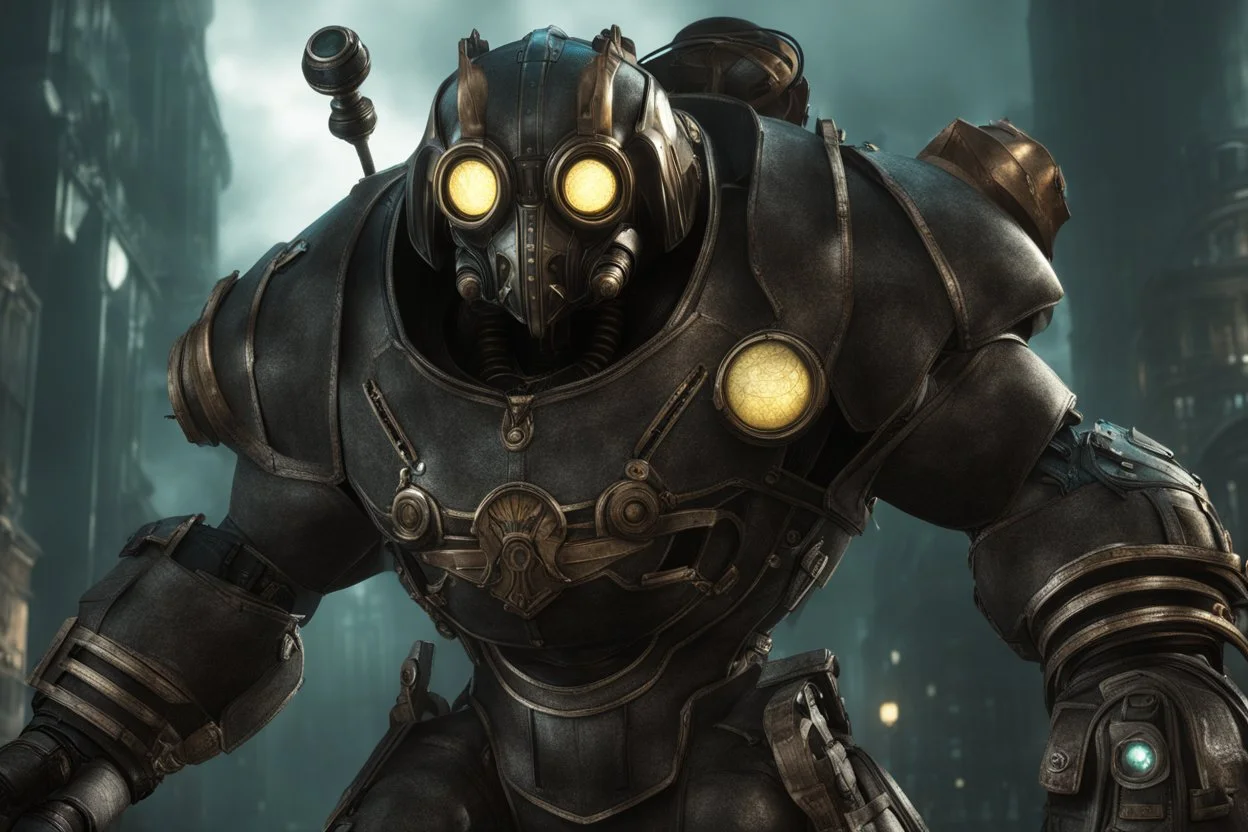 Big Daddy in bioshock model with 8k solo leveling shadow artstyle, venom them, full body, intricate details, highly detailed, high details, detailed portrait, masterpiece,ultra detailed, ultra quality