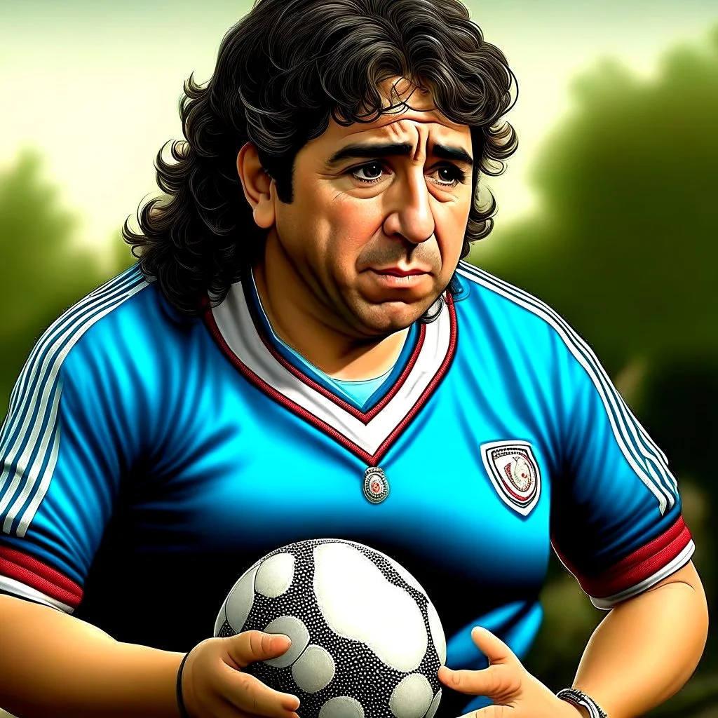 Create a highly realistic 3D scene. An detailed Realistic of Play Football Diego Maradona transforming her into a woman with the same specifications as the attached image. The method of transforming the painting in full detail. A comedic and funny touch. Ultra wide angle. Extremely realistic fine details. Highly realistic detailed display. Great full presentation and amazing drawing style. Transfer the full detailed drawing of the image at a wide and precise angle. Inspiri