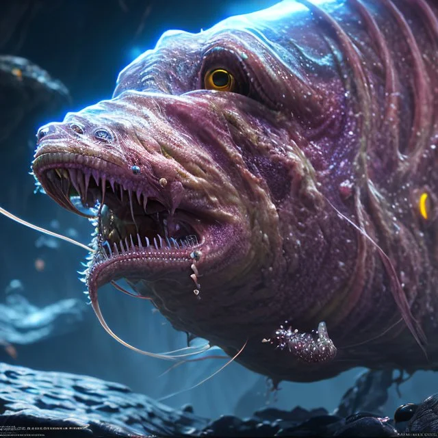 fluid ink angler fish creature, unreal engine 5, 8k resolution, photorealistic, ultra detailed