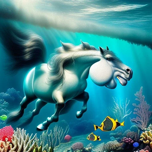 ultra detailed fullbody portrait of Giant sea ​​horse underwater, extremely detailed digital painting, intrincate, extremely detailed face,crystal clear Big eyes, in the style of Kaare Andrews, mystical colors , perfectly centered image, perfect composition, rim light, beautiful lighting, 8k, stunning scene, raytracing