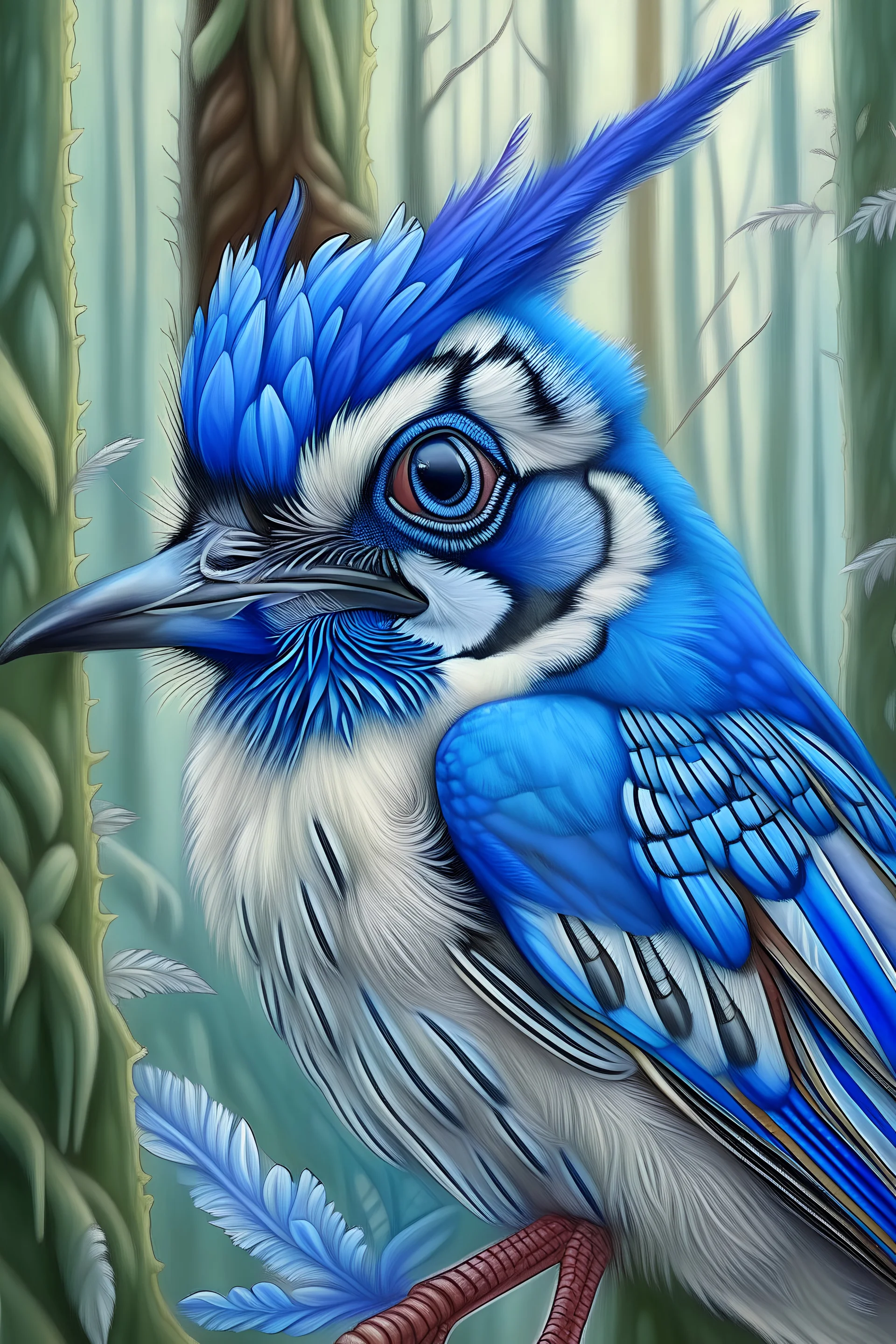 in frame realistic blue jay two eyes two legs forest