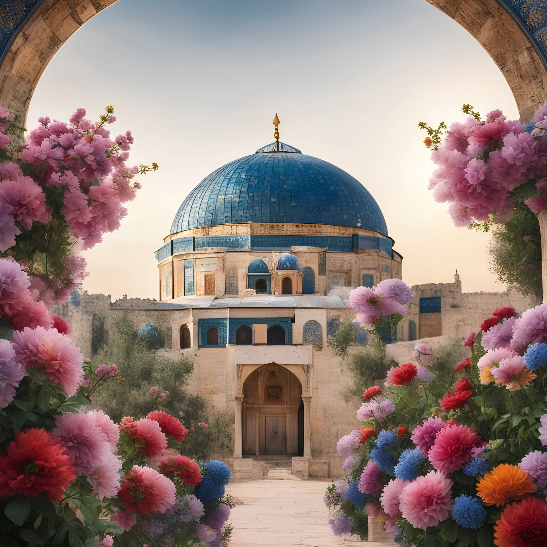 dome of the rock full shape heaven flowers
